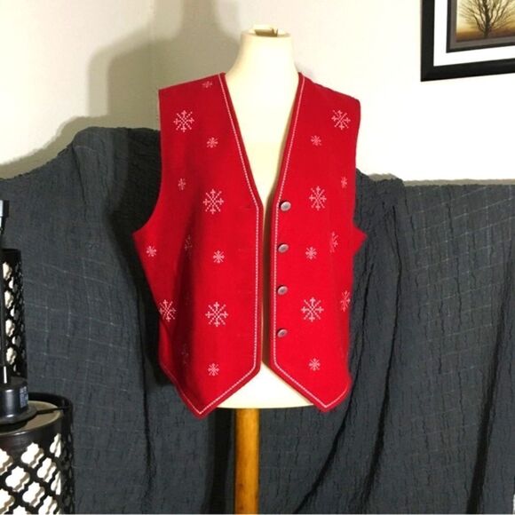Karen Scott Christmas Red Vest Size Large - Picture 5 of 13